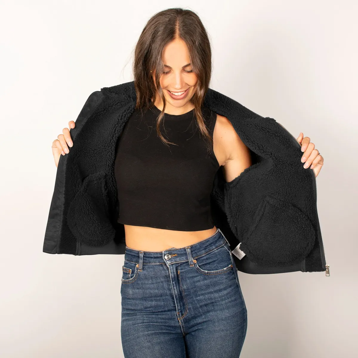 Foto 3 pulgar | Chamarra Greenlander De Mujer Gamuza Estilo Biker Con Forro Polar