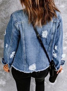 Foto 3 | Chaqueta Vaquera Evaless Boyfriend Washed Crop Para Mujer Color Azul Islandés - Venta Internacional.