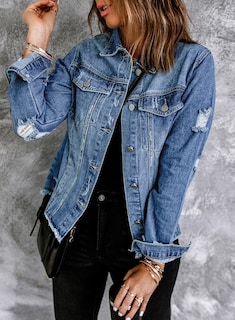 Foto 4 | Chaqueta Vaquera Evaless Boyfriend Washed Crop Para Mujer Color Azul Islandés - Venta Internacional.