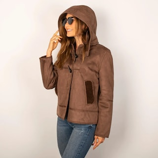 Foto 2 | Chamarra Greenlander De Gamuza Con Gorro Desmontable Para Mujer