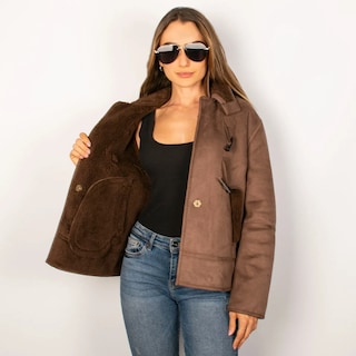 Foto 3 | Chamarra Greenlander De Gamuza Con Gorro Desmontable Para Mujer