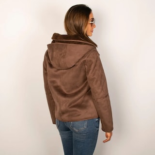 Foto 5 | Chamarra Greenlander De Gamuza Con Gorro Desmontable Para Mujer