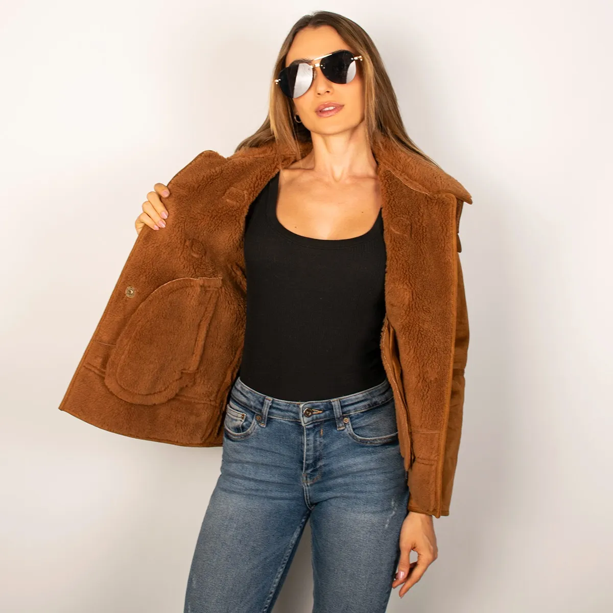 Foto 4 pulgar | Chamarra Greenlander De Gamuza Con Gorro Desmontable Para Mujer