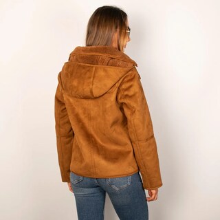 Foto 5 | Chamarra Greenlander De Gamuza Con Gorro Desmontable Para Mujer