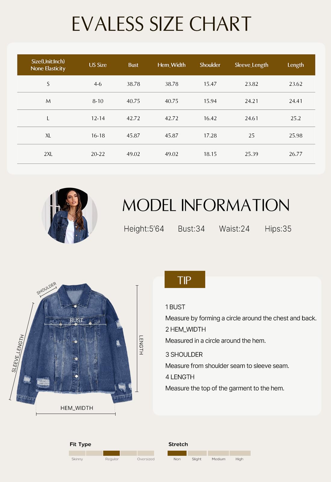 Foto 5 | Chaqueta Vaquera Evaless Para Mujer  Color Gris  Talla S - Venta Internacional.
