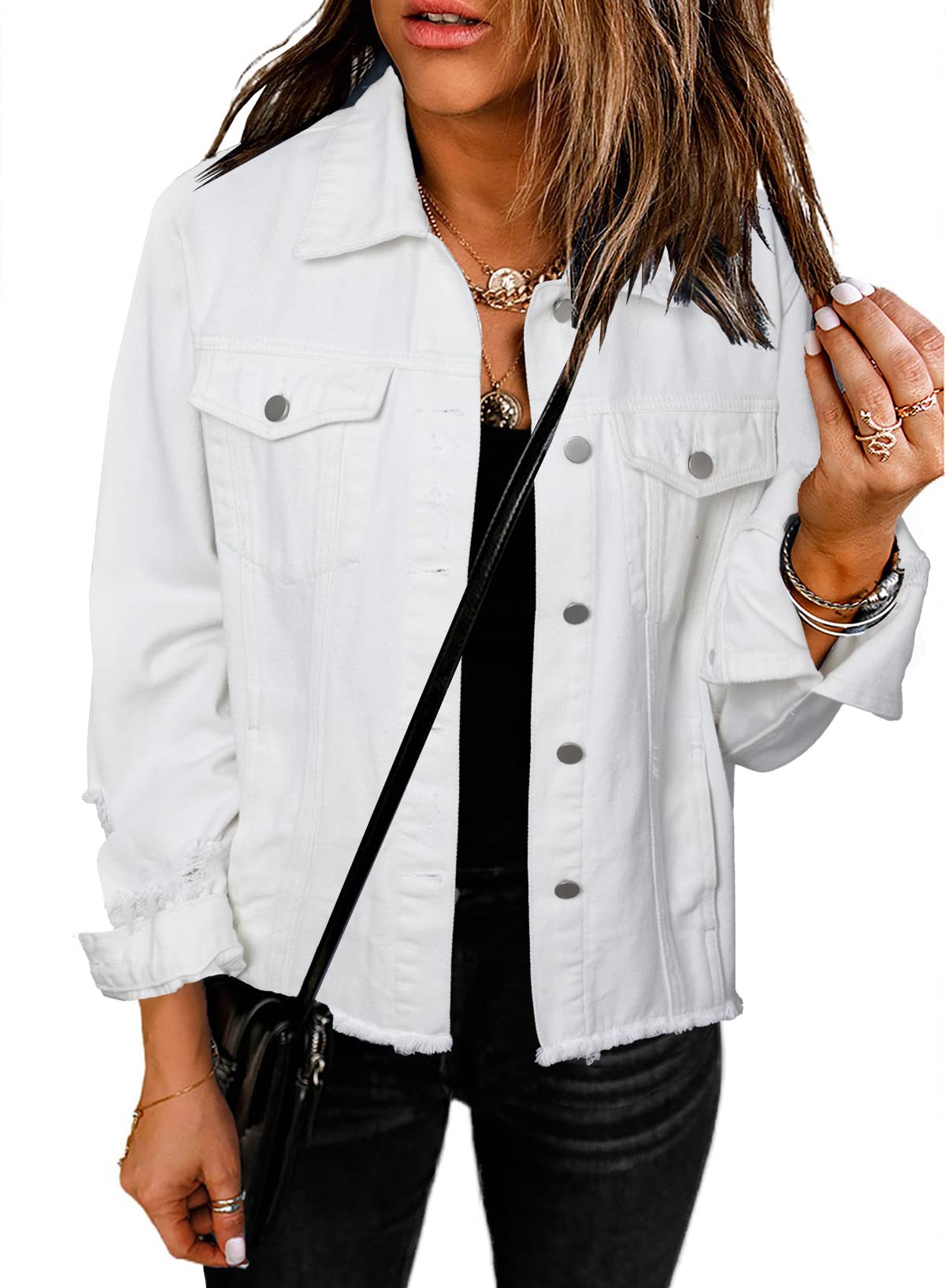 Foto 1 | Chaqueta Vaquera Evaless Boyfriend Washed White Para Mujer - Venta Internacional.