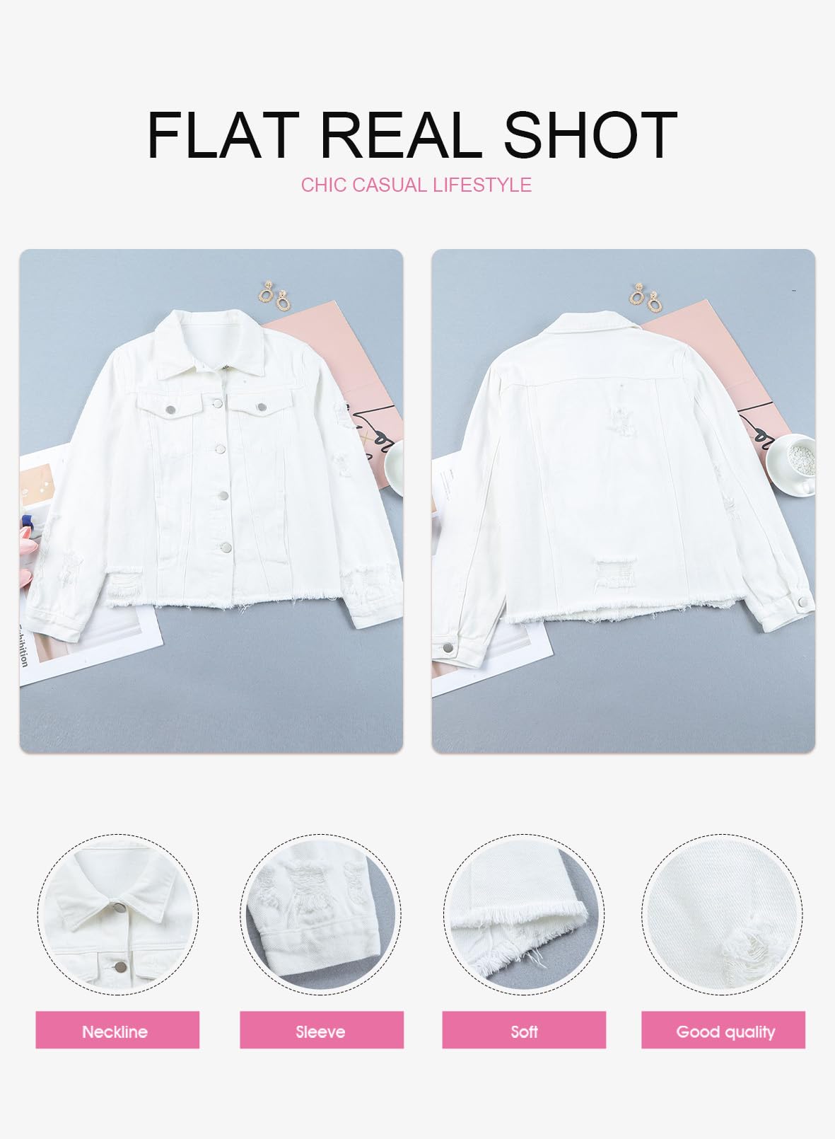 Foto 6 pulgar | Chaqueta Vaquera Evaless Boyfriend Washed White Para Mujer - Venta Internacional.