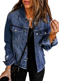 Foto 1 | Chaqueta Vaquera Evaless Para Mujer Modelo Boyfriend Azul Talla Xl - Venta Internacional.