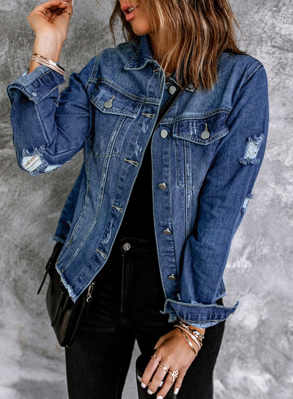 Foto 5 pulgar | Chaqueta Vaquera Evaless Para Mujer Boyfriend Bluing Small - Venta Internacional.