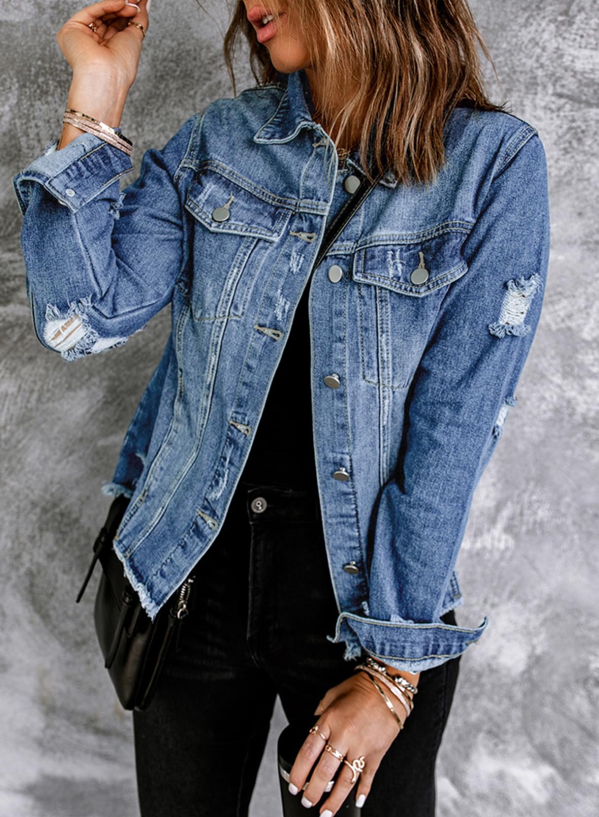 Foto 4 | Chaqueta Vaquera Evaless Boyfriend Washed Crop Para Mujer  Color Azul Islandés - Venta Internacional.
