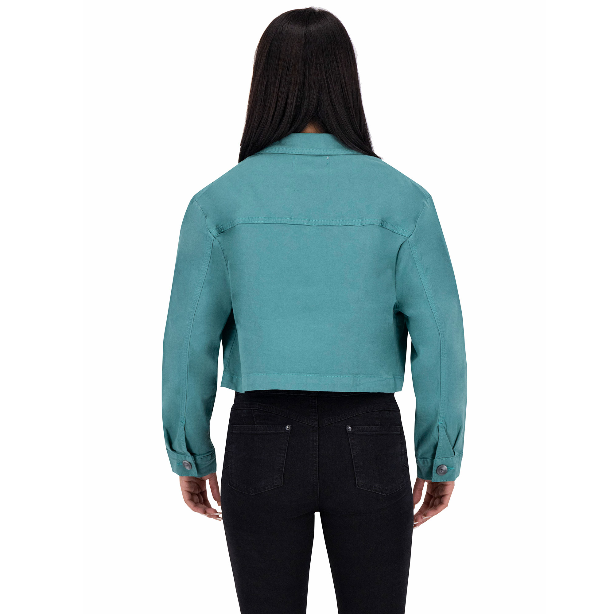 Foto 3 pulgar | Chamarra Crop Britos Jeans Verde Gabardina 025347 para Mujer