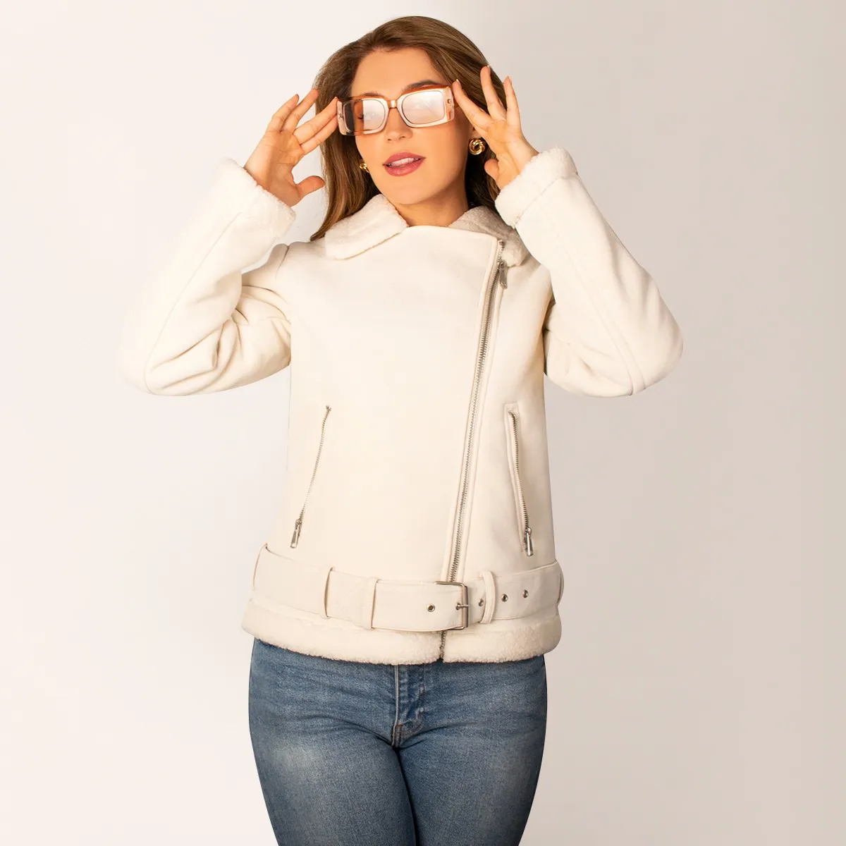 Foto 2 pulgar | Chamarra Para Mujer Estilo Biker Con Sherpa Greenlander
