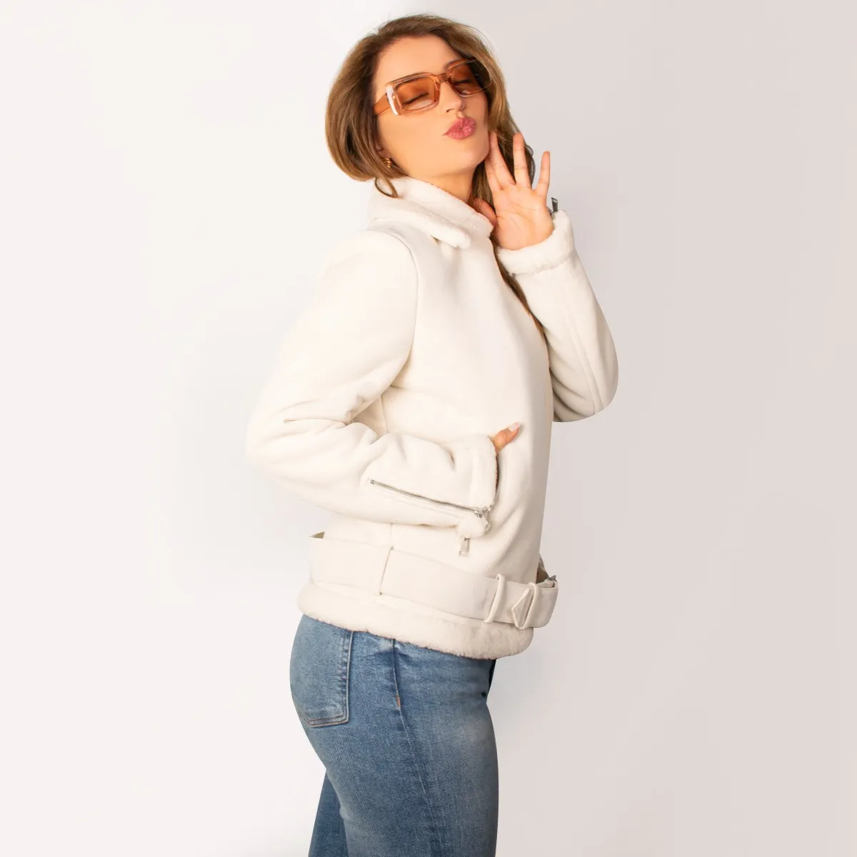 Foto 4 pulgar | Chamarra Para Mujer Estilo Biker Con Sherpa Greenlander