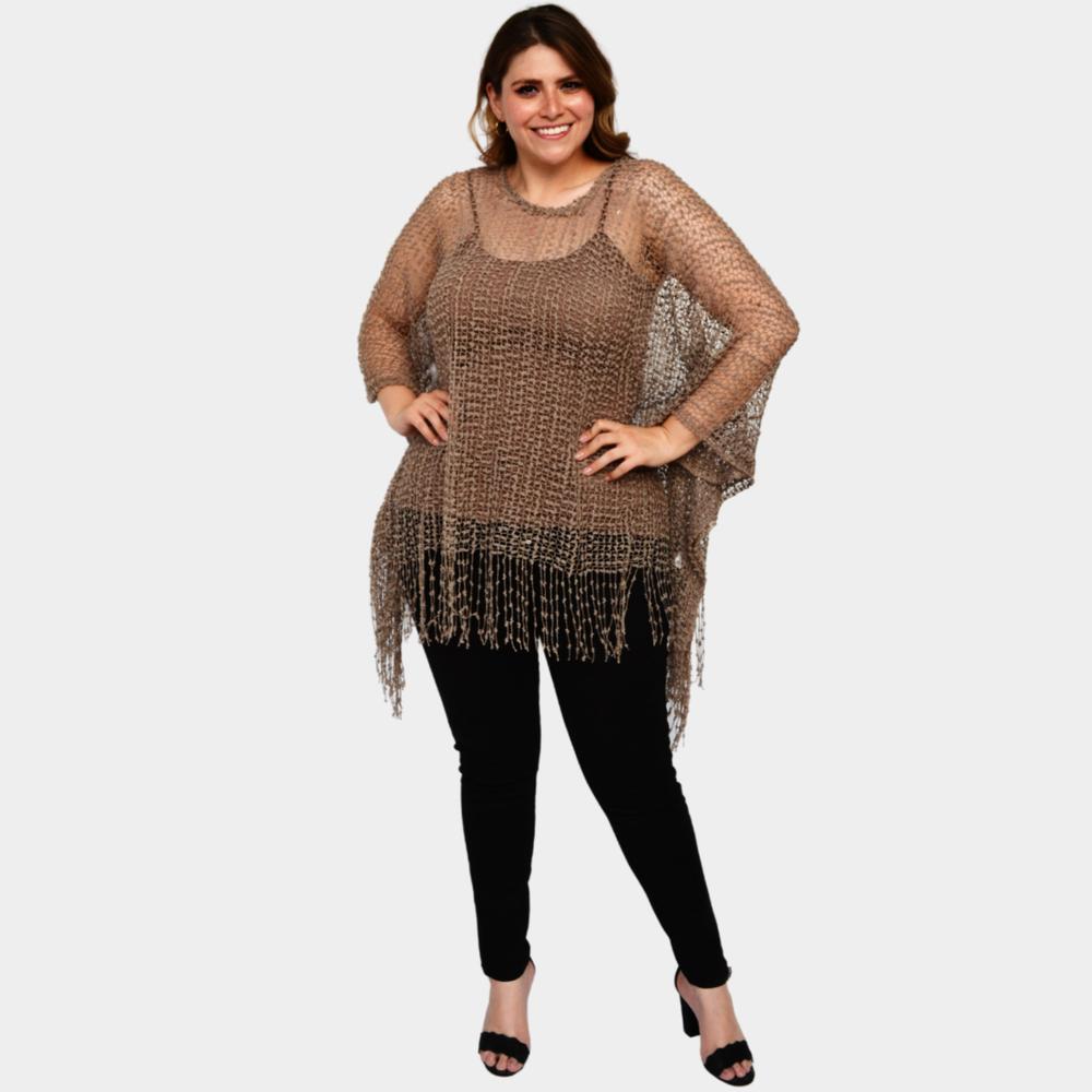 Foto 4 | Ensamble de Encaje de Bolillo ROMAN FASHION 3083 color Marrón Talla Extra