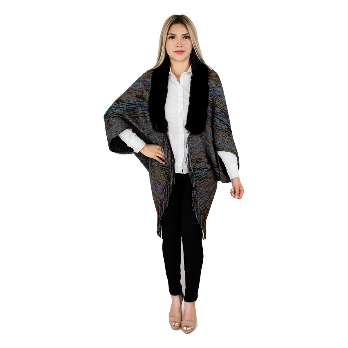 Foto 2 pulgar | Capa Poncho Tejida Vasarelli para Mujer