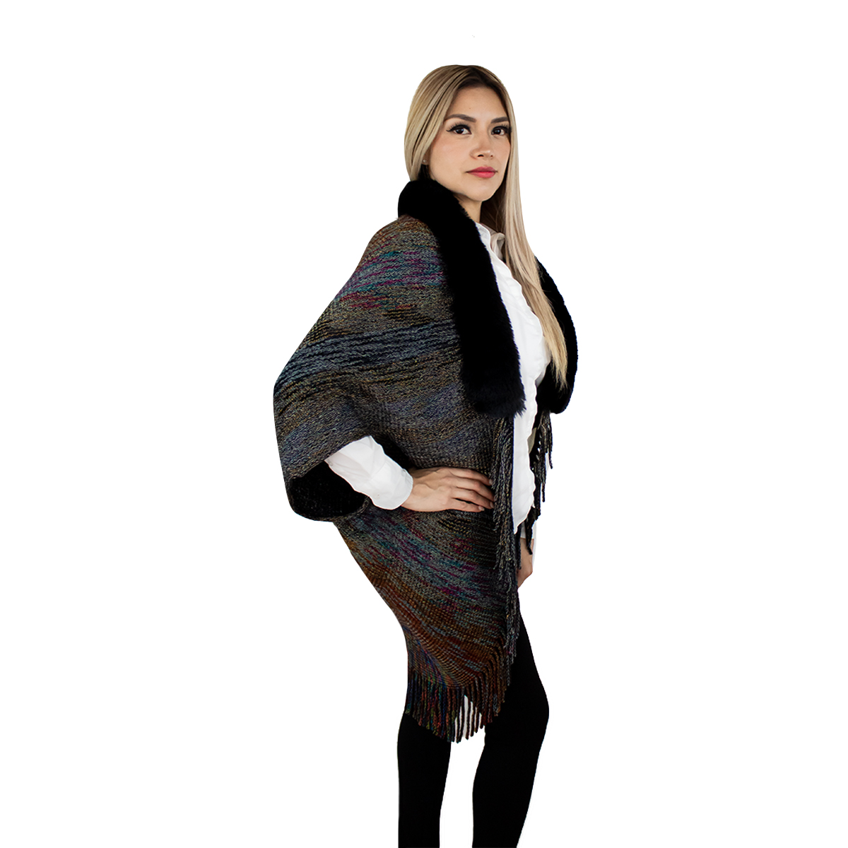 Foto 3 pulgar | Capa Poncho Tejida Vasarelli para Mujer