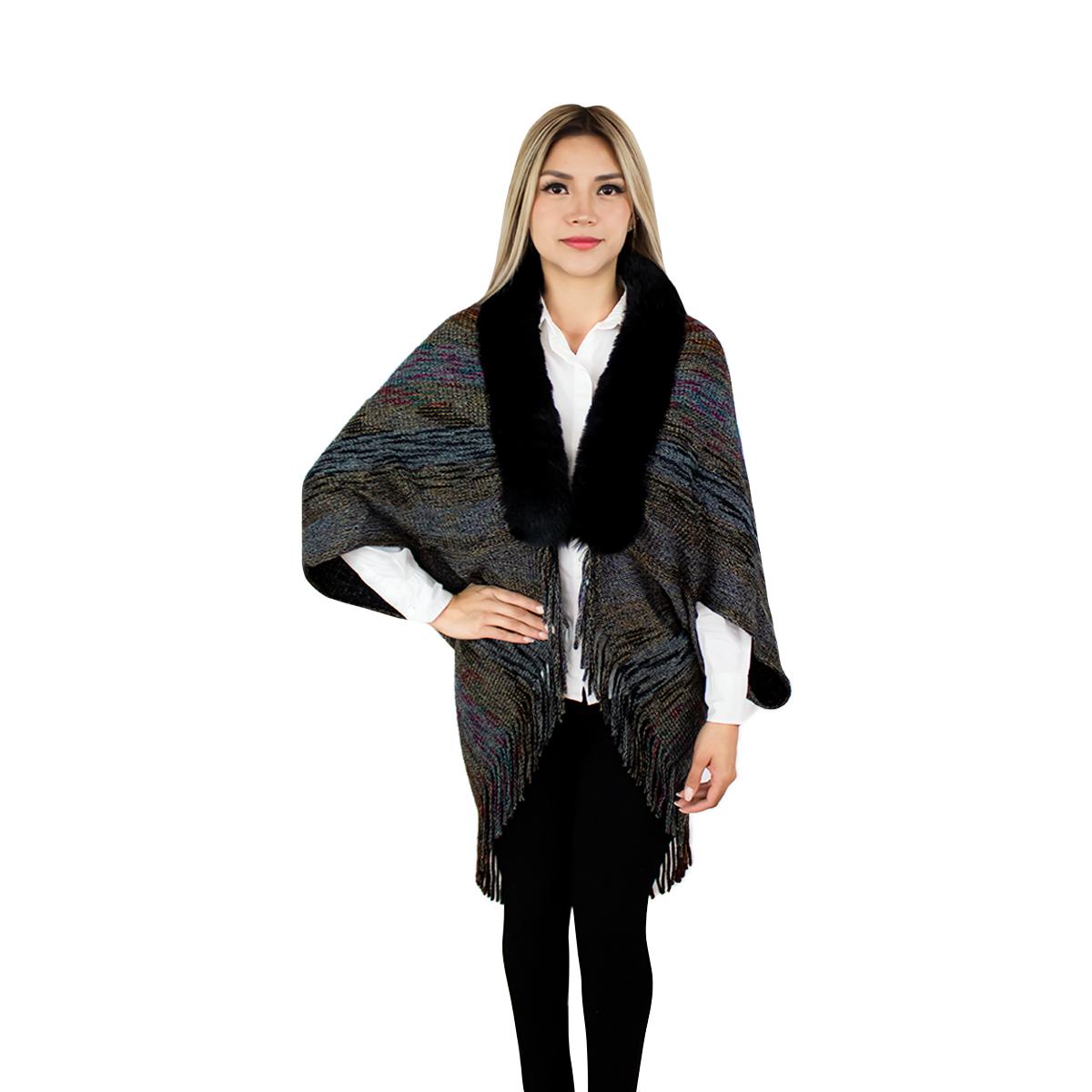 Foto 5 pulgar | Capa Poncho Tejida Vasarelli para Mujer