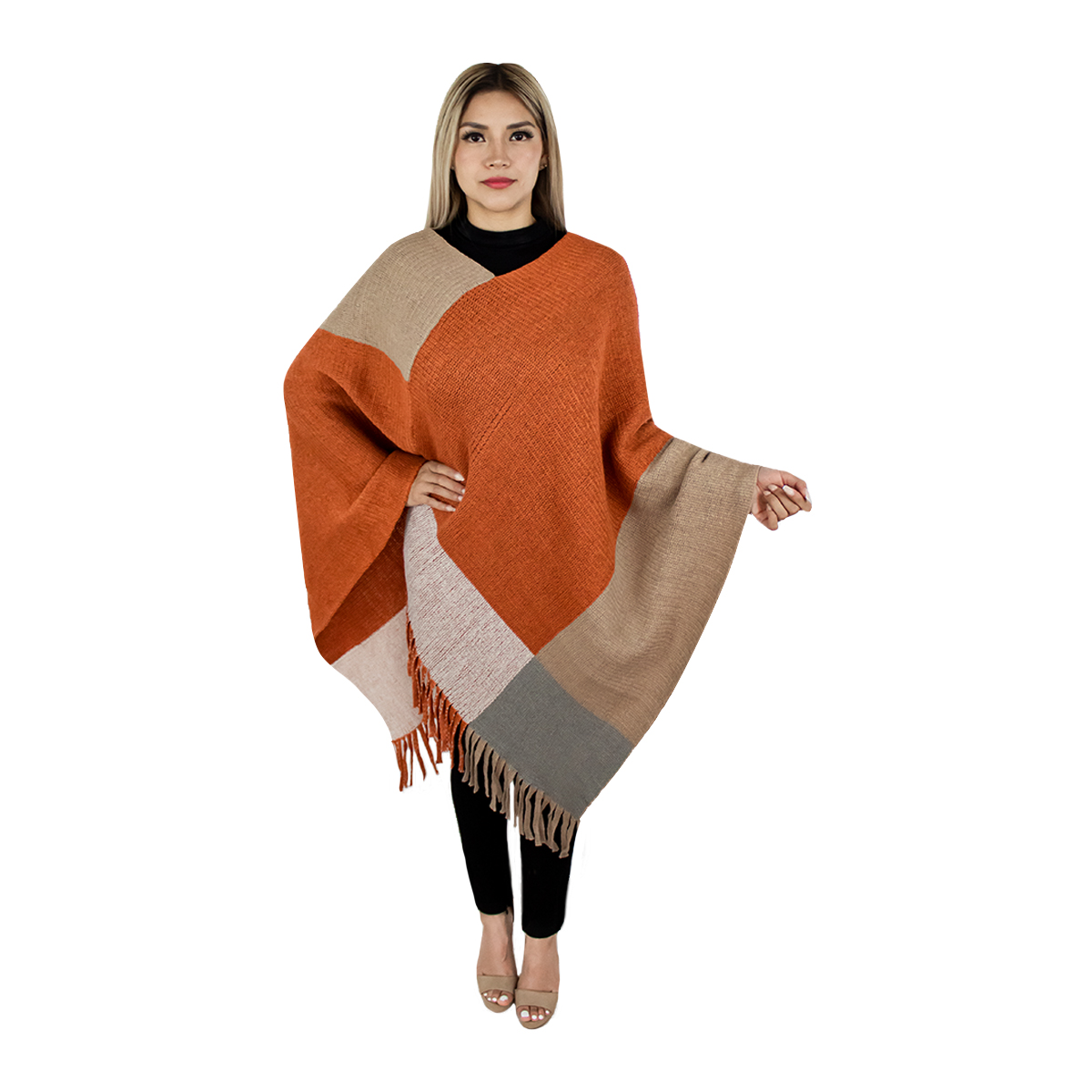 Foto 2 pulgar | Capa Poncho Tejida Para Mujer Marca Vasarelli