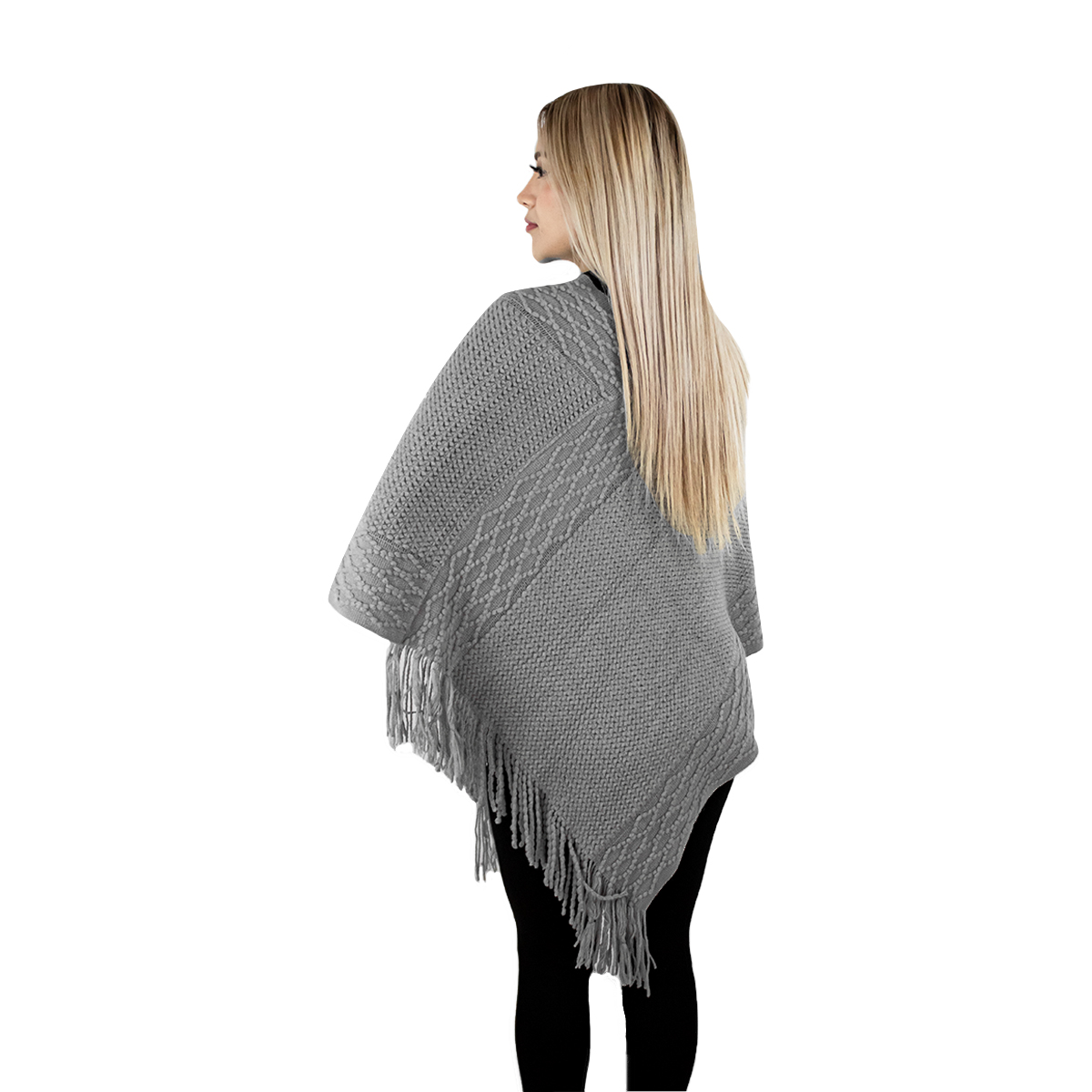 Foto 5 pulgar | Capa Poncho Tejida Vasarelli Gris para Mujer