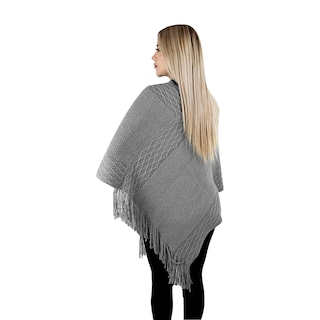 Foto 4 | Capa Poncho Tejida Vasarelli Gris para Mujer