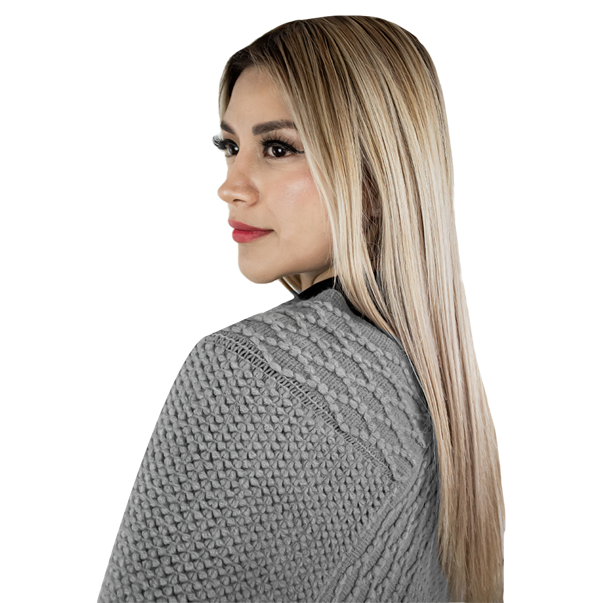 Foto 6 pulgar | Capa Poncho Tejida Vasarelli Gris para Mujer