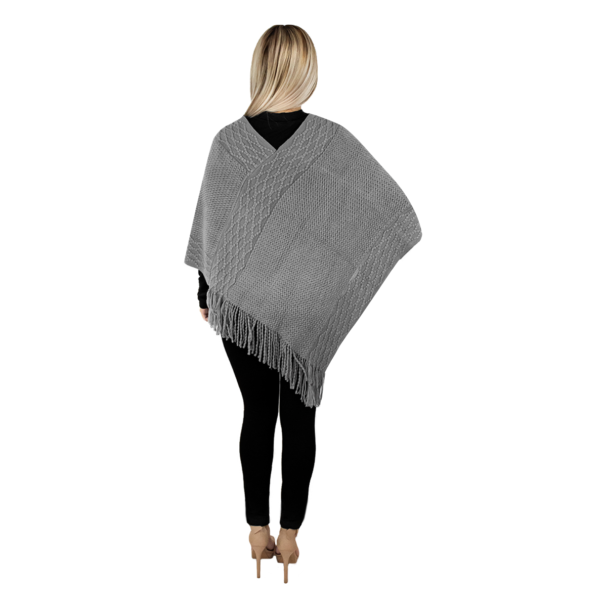 Foto 7 pulgar | Capa Poncho Tejida Vasarelli Gris para Mujer