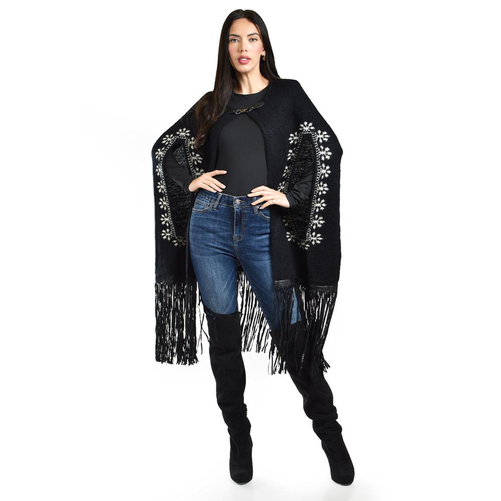 Capa con Flecos Roman Fashion Juvenil Negro