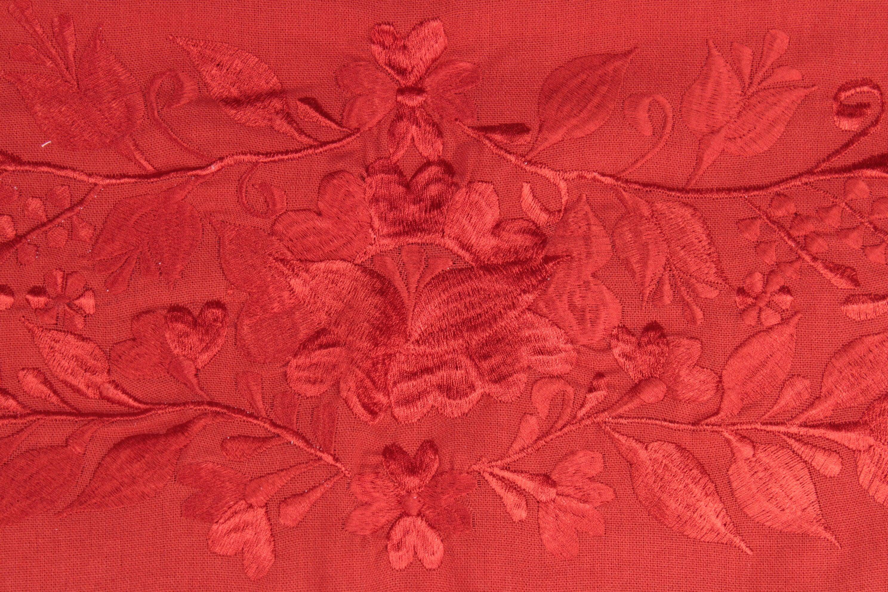 Foto 7 pulgar | Rebozo Chal Yucateco Artesanal Rojo Bordado A Mano