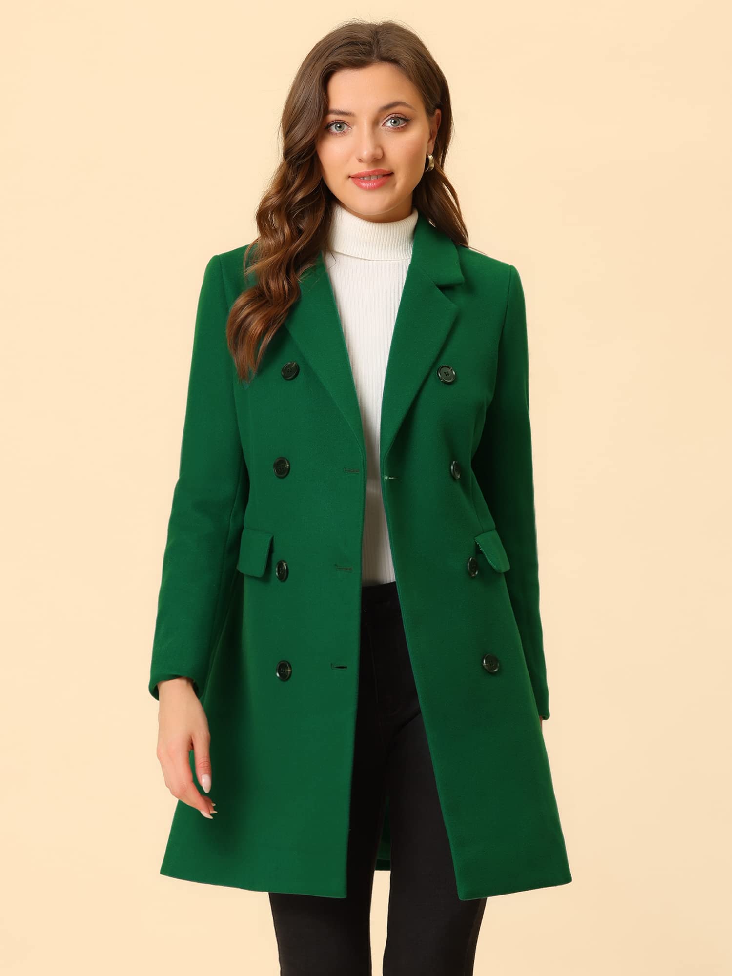 Foto 3 pulgar | Abrigo de Invierno Allegra K Verde para Mujer - Venta Internacional