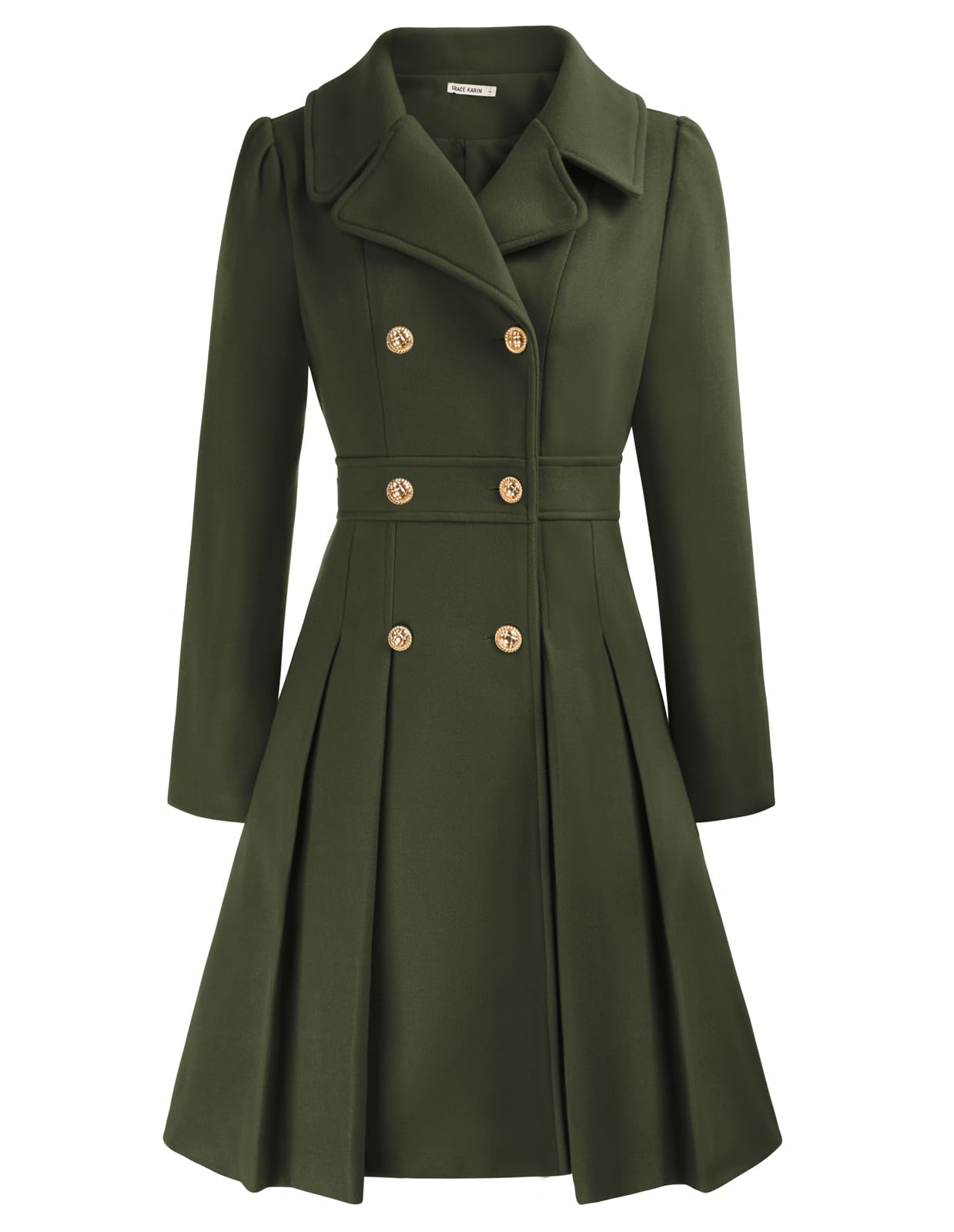 Foto 2 pulgar | Gabardina Grace Karin con Solapa y Doble Botonadura Verde Militar para Mujer - Venta Internacional