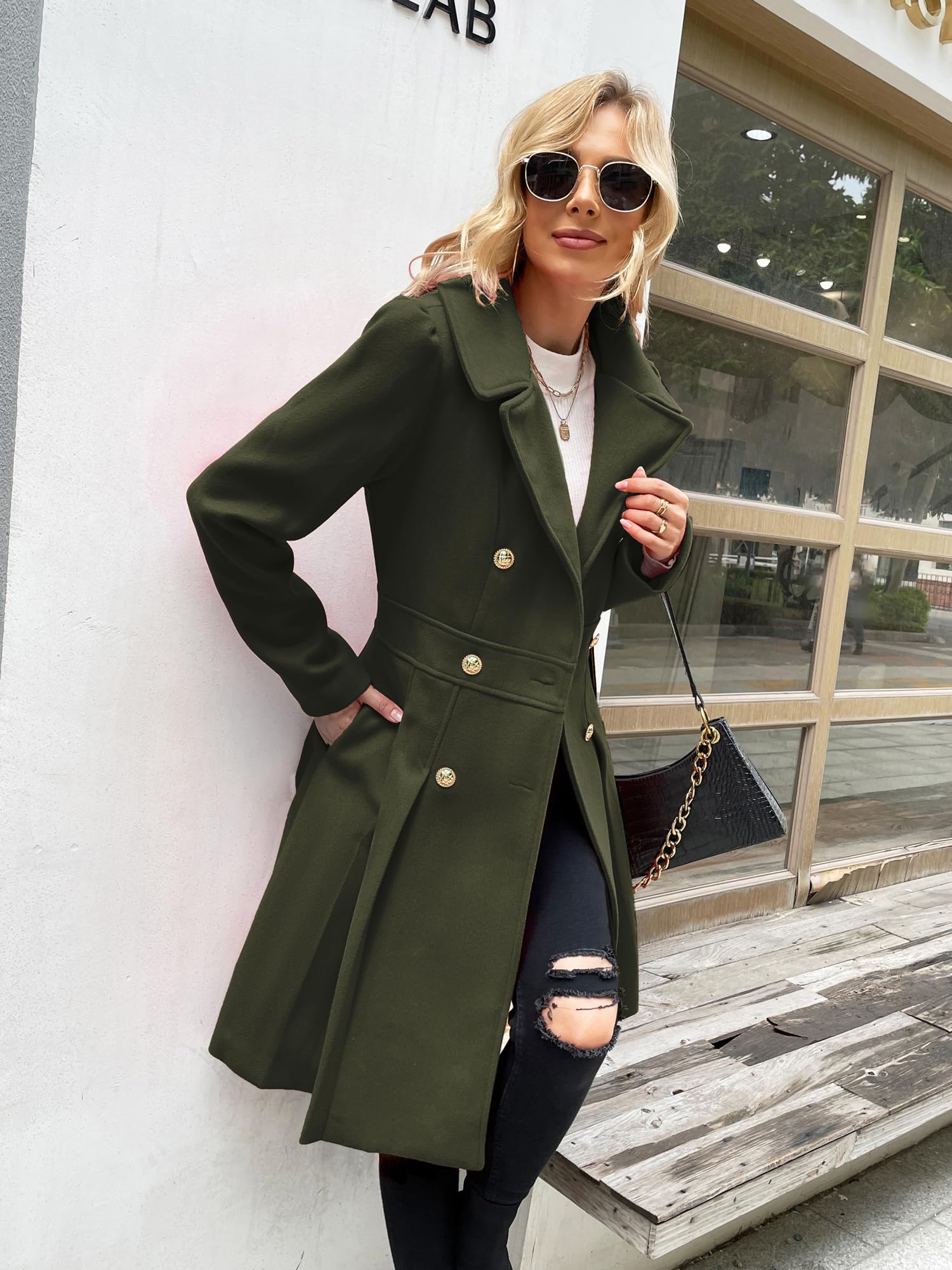 Foto 3 | Gabardina Grace Karin con Solapa y Doble Botonadura Verde Militar para Mujer - Venta Internacional