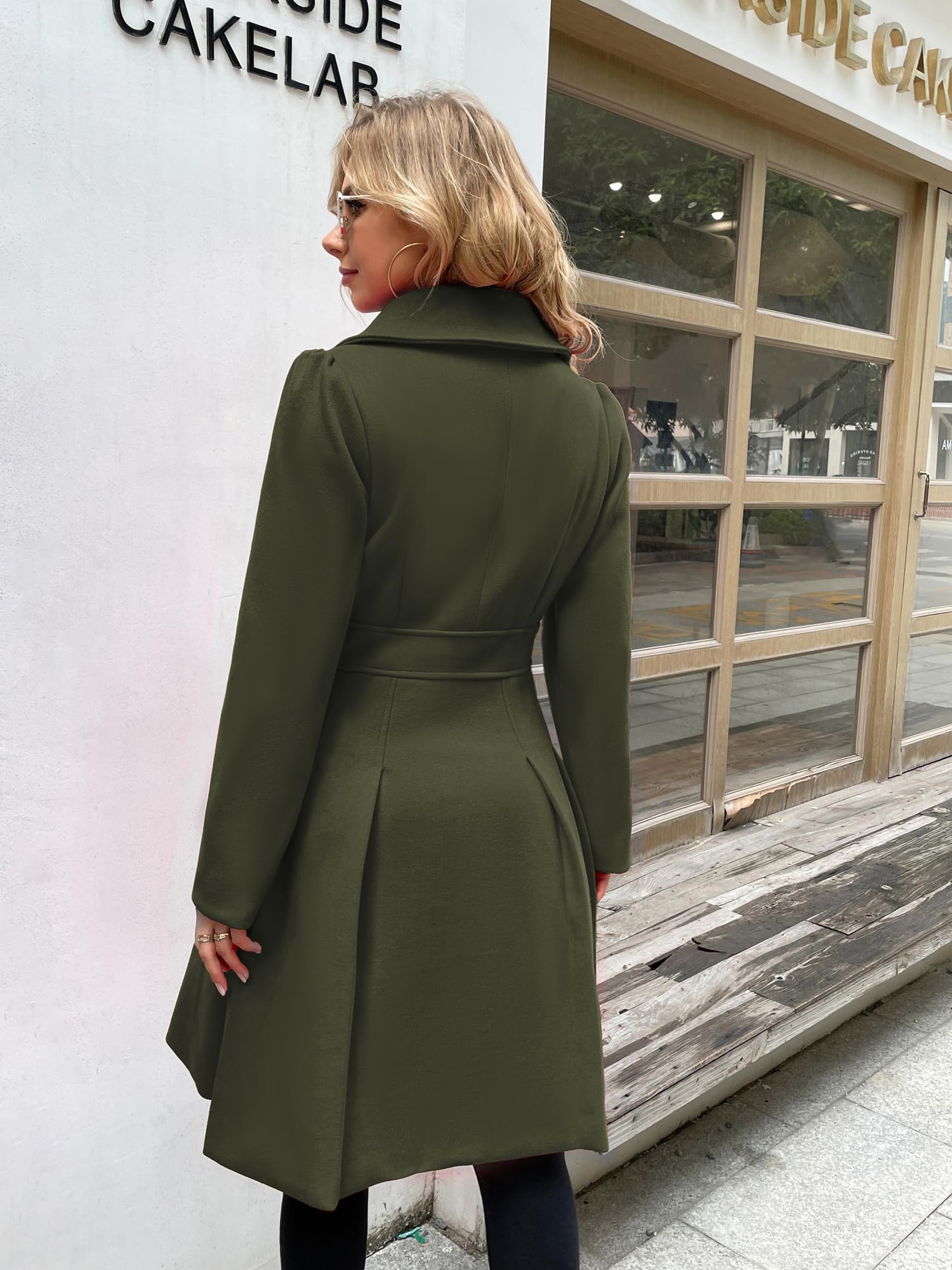 Foto 5 pulgar | Gabardina Grace Karin con Solapa y Doble Botonadura Verde Militar para Mujer - Venta Internacional