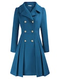 Abrigo Grace Karin Para Mujer, Con Doble Botonadura, Color Azul Turquesa, S - Venta Internacional.