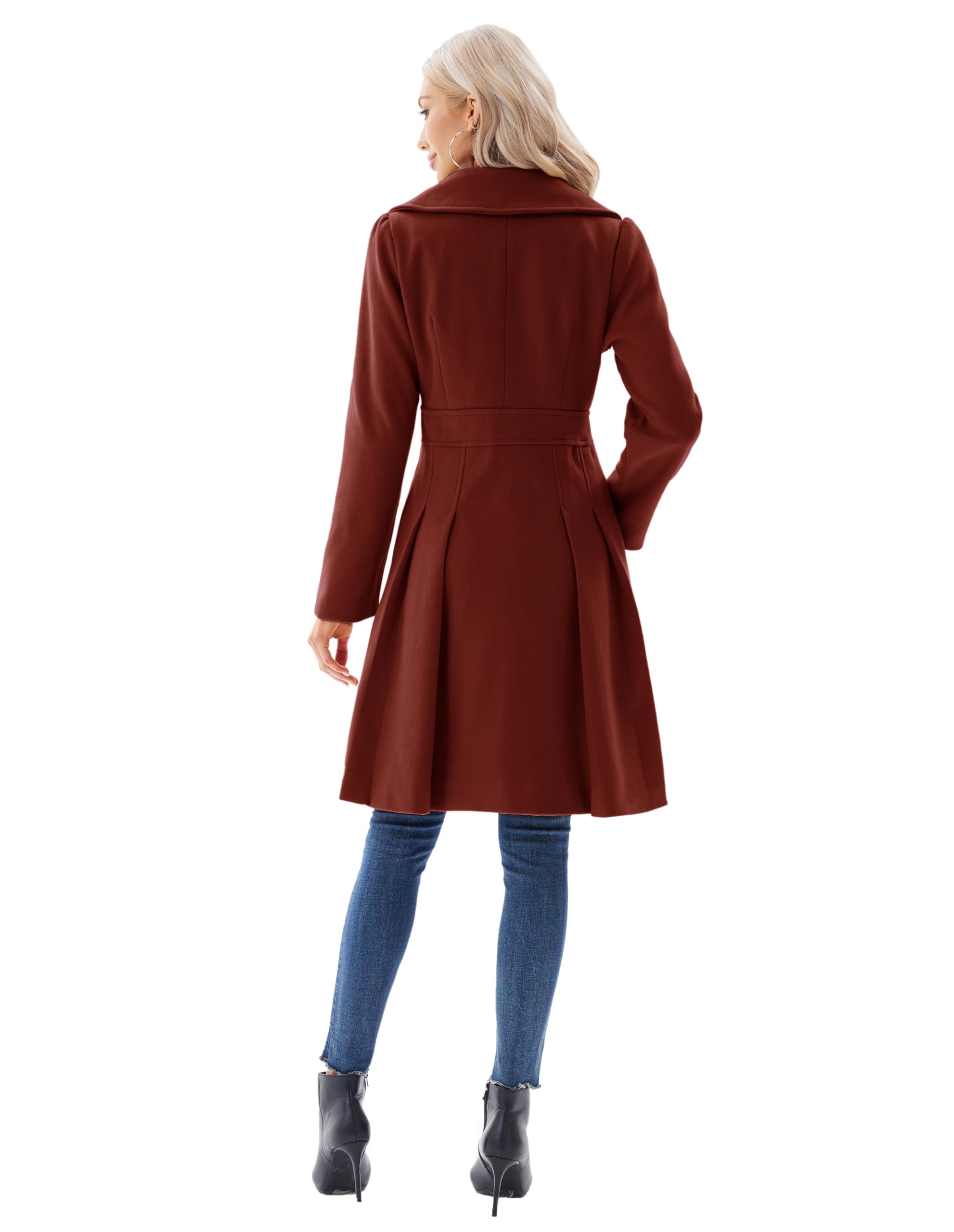 Foto 5 | Gabardina Grace Karin Para Mujer, Doble Botonadura, Color Rojo Oscuro - Venta Internacional.