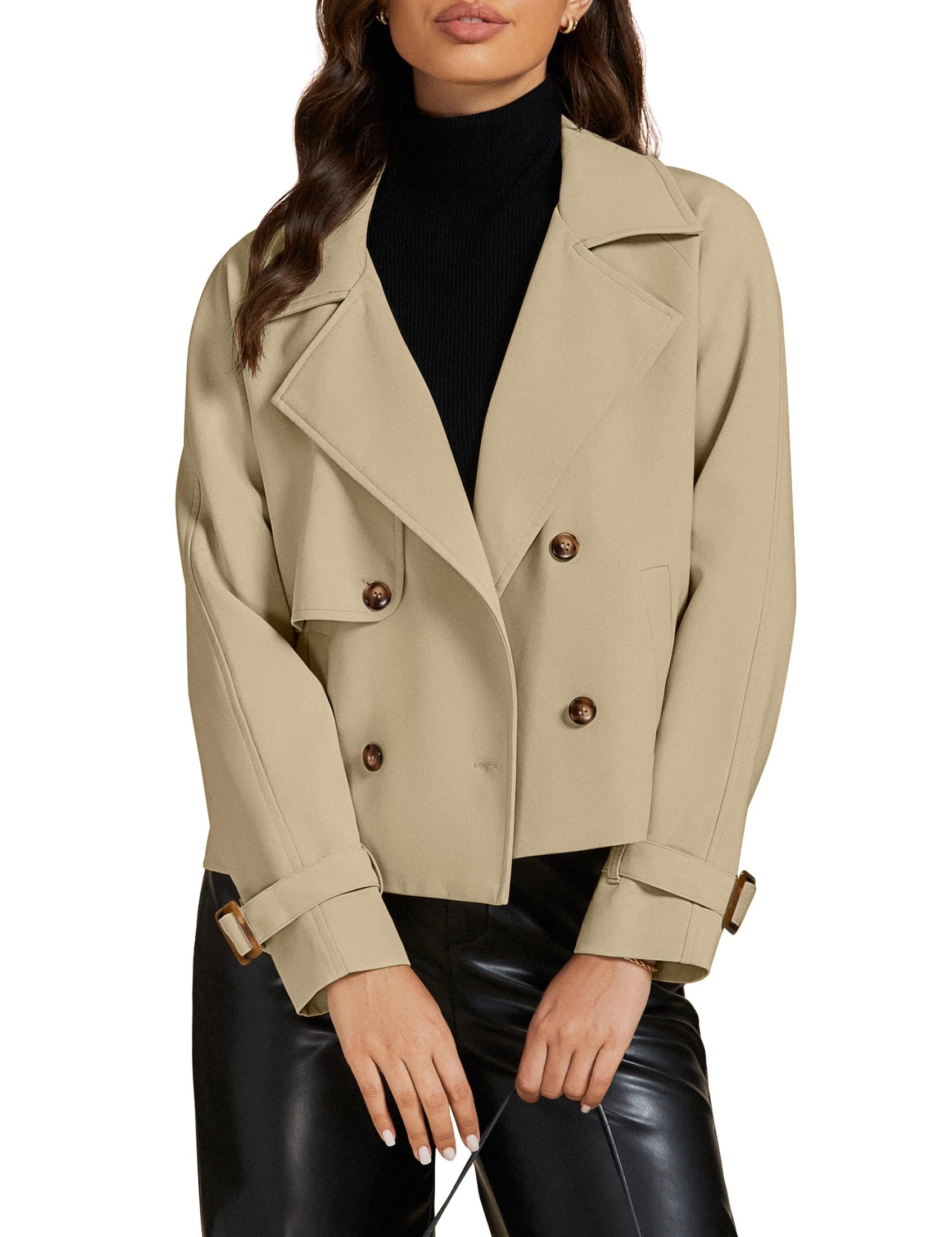 Foto 1 | Gabardina Luvamia Para Mujer, Color Caqui, Poliéster, Doble Botonadura - Venta Internacional.