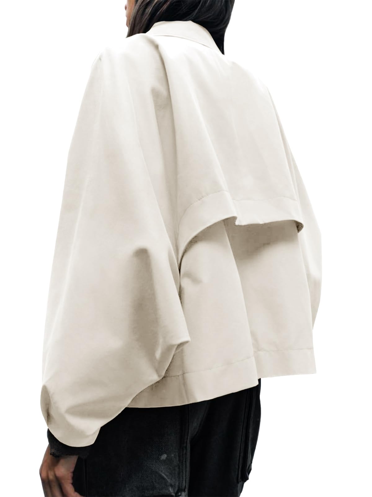 Foto 7 | Gabardina Cicy Bell De Poliéster Recortado De Gran Tamaño Para Mujer - Venta Internacional.