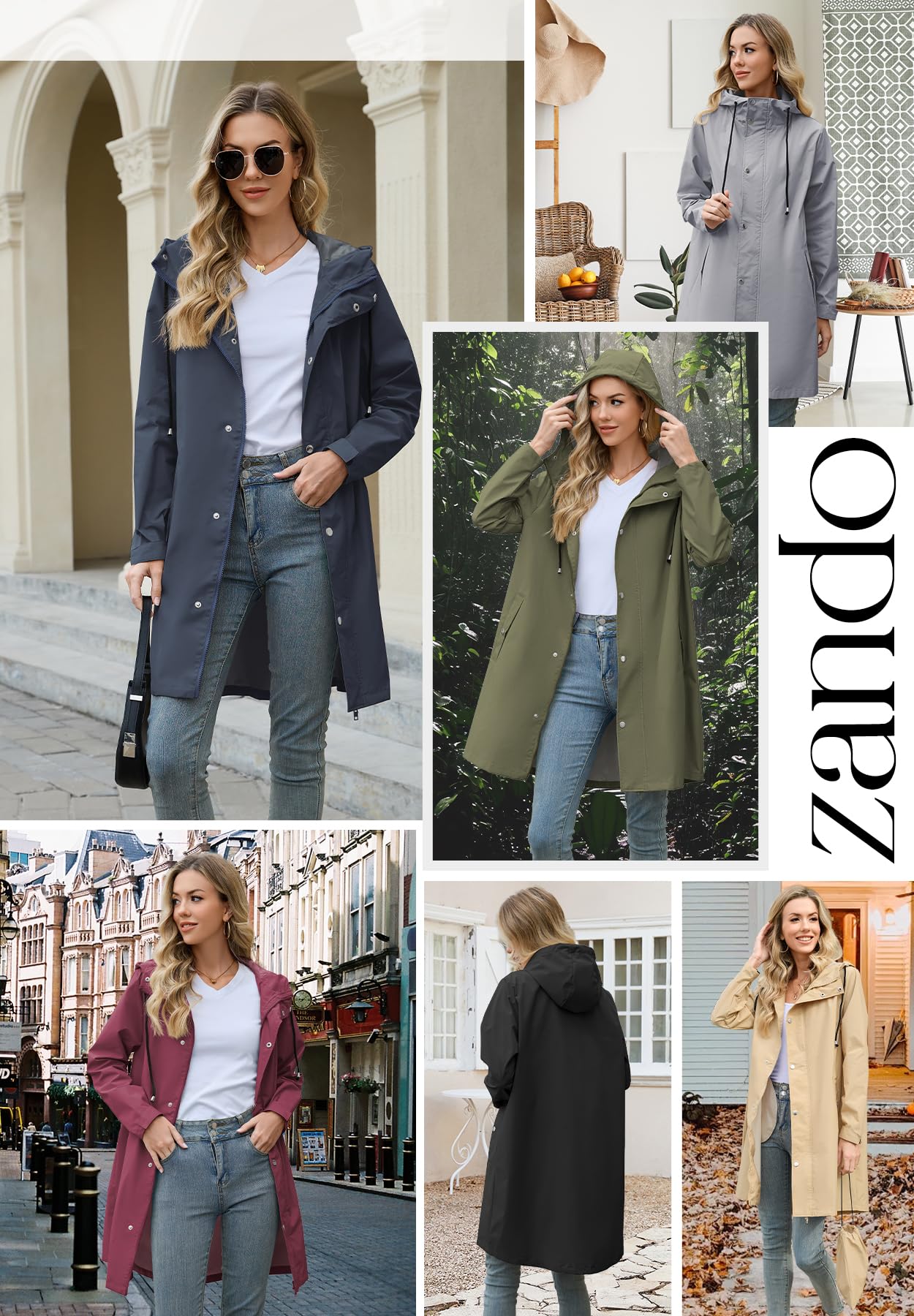 Foto 6 | Chubasquero Zando, Largo, Impermeable, Para Mujer, Color Caqui Claro, Talla L - Venta Internacional.