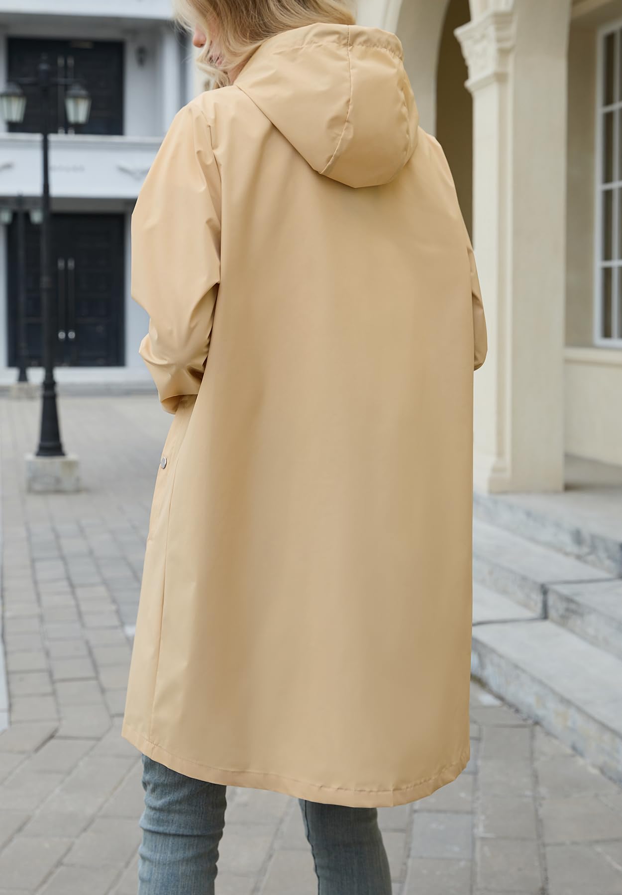 Foto 7 | Chubasquero Zando, Largo, Impermeable, Para Mujer, Color Caqui Claro, Talla L - Venta Internacional.