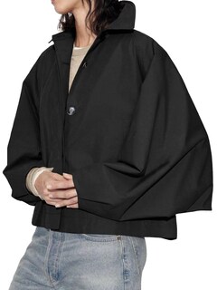 Foto 6 | Gabardina Cicy Bell De Poliéster Recortado De Gran Tamaño Para Mujer - Venta Internacional.