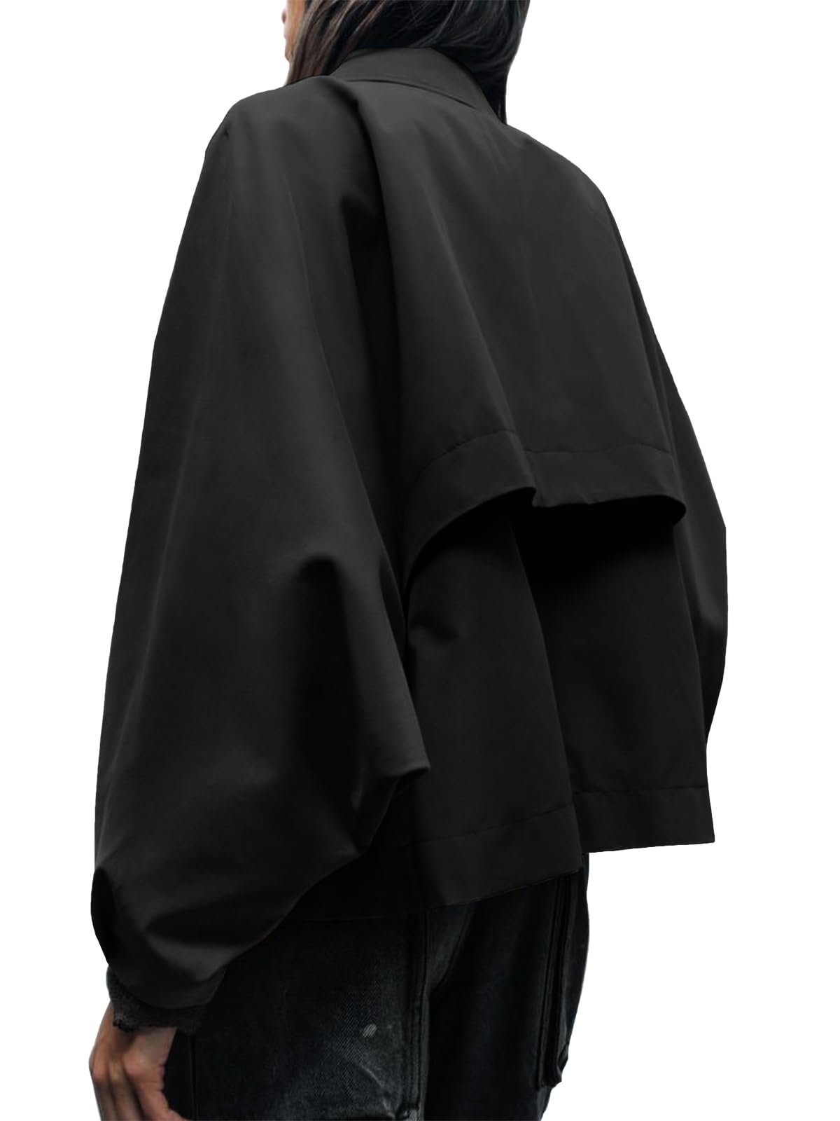 Foto 7 | Gabardina Cicy Bell De Poliéster Recortado De Gran Tamaño Para Mujer - Venta Internacional.