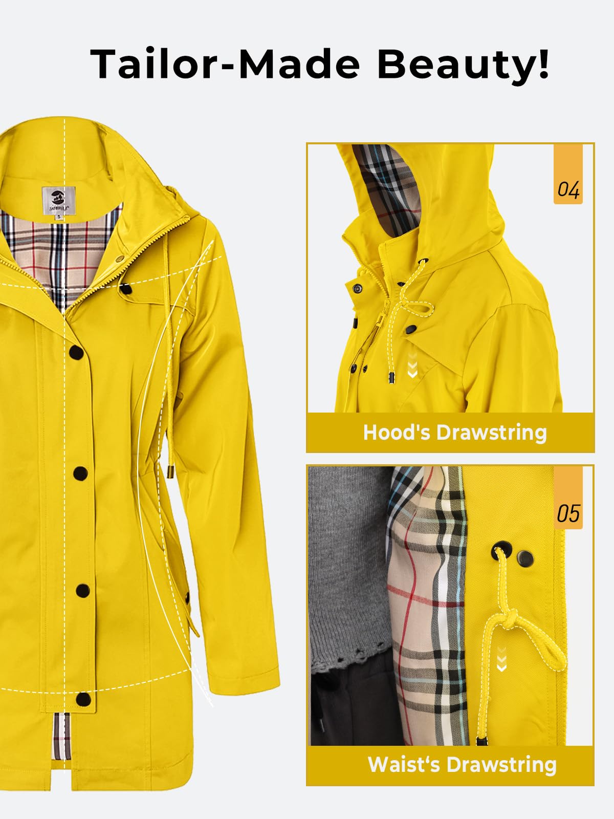 Foto 6 pulgar | Chubasquero Saphirose Impermeable Para Mujer, Color Amarillo, Talla L - Venta Internacional.