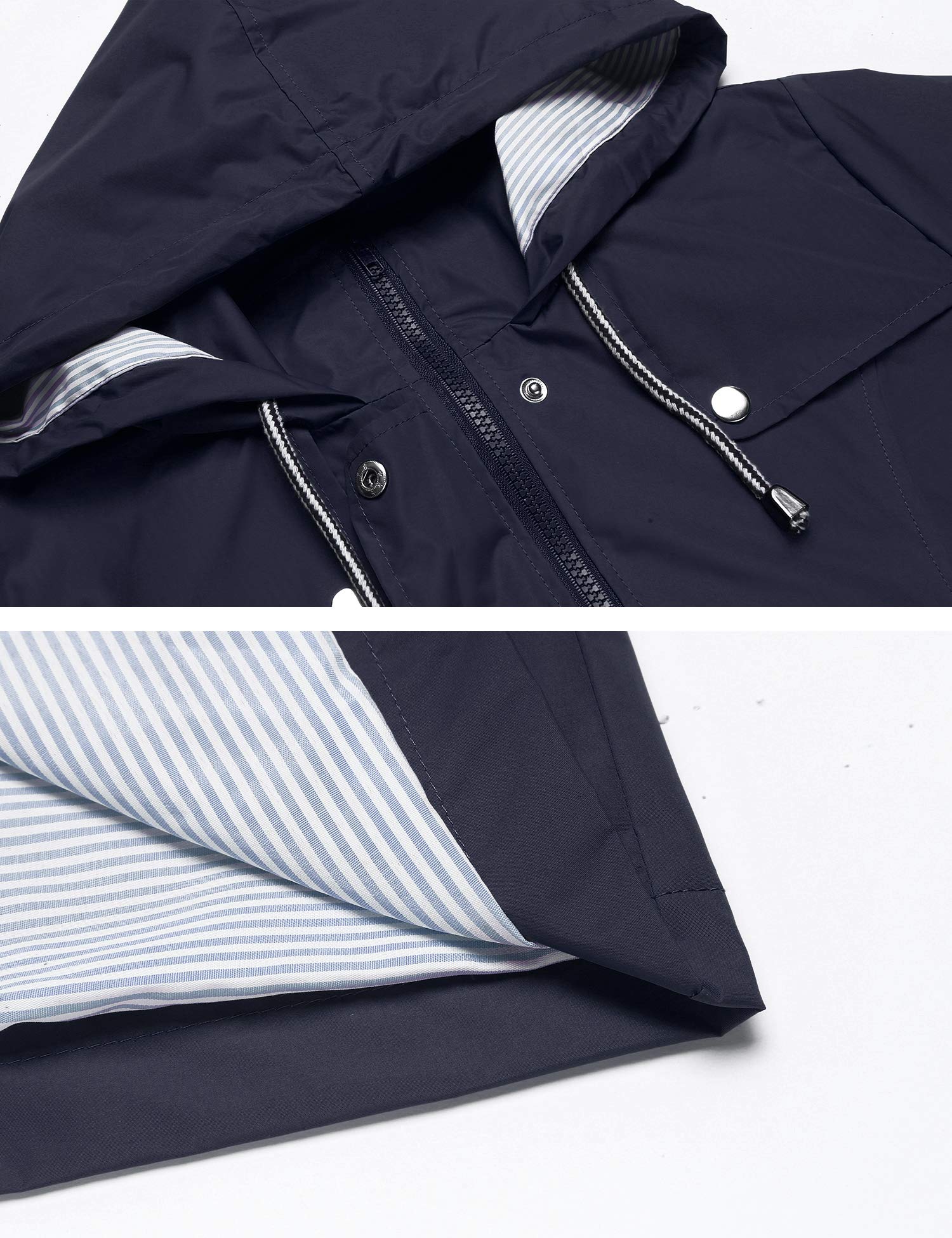 Foto 5 pulgar | Chaqueta Impermeable Lomon Para Mujer, Impermeable, Con Capucha, A Rayas, Azul, Xl - Venta Internacional.