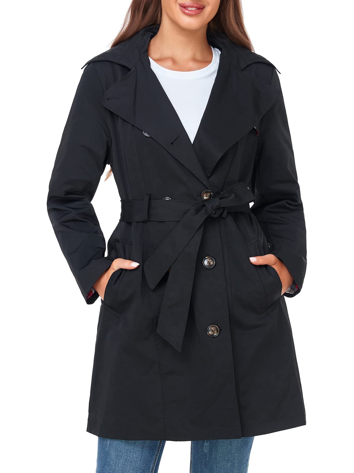 Foto 1 | Gabardina Saphirose Impermeable Para Mujer, Talla Xl, Color Negro - Venta Internacional.