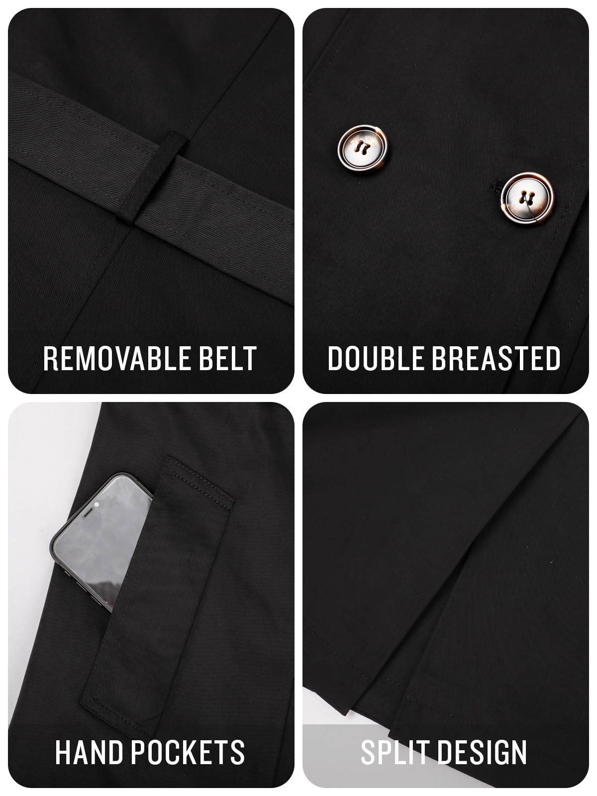 Foto 5 | Gabardina Saphirose Impermeable Para Mujer, Talla Xl, Color Negro - Venta Internacional.
