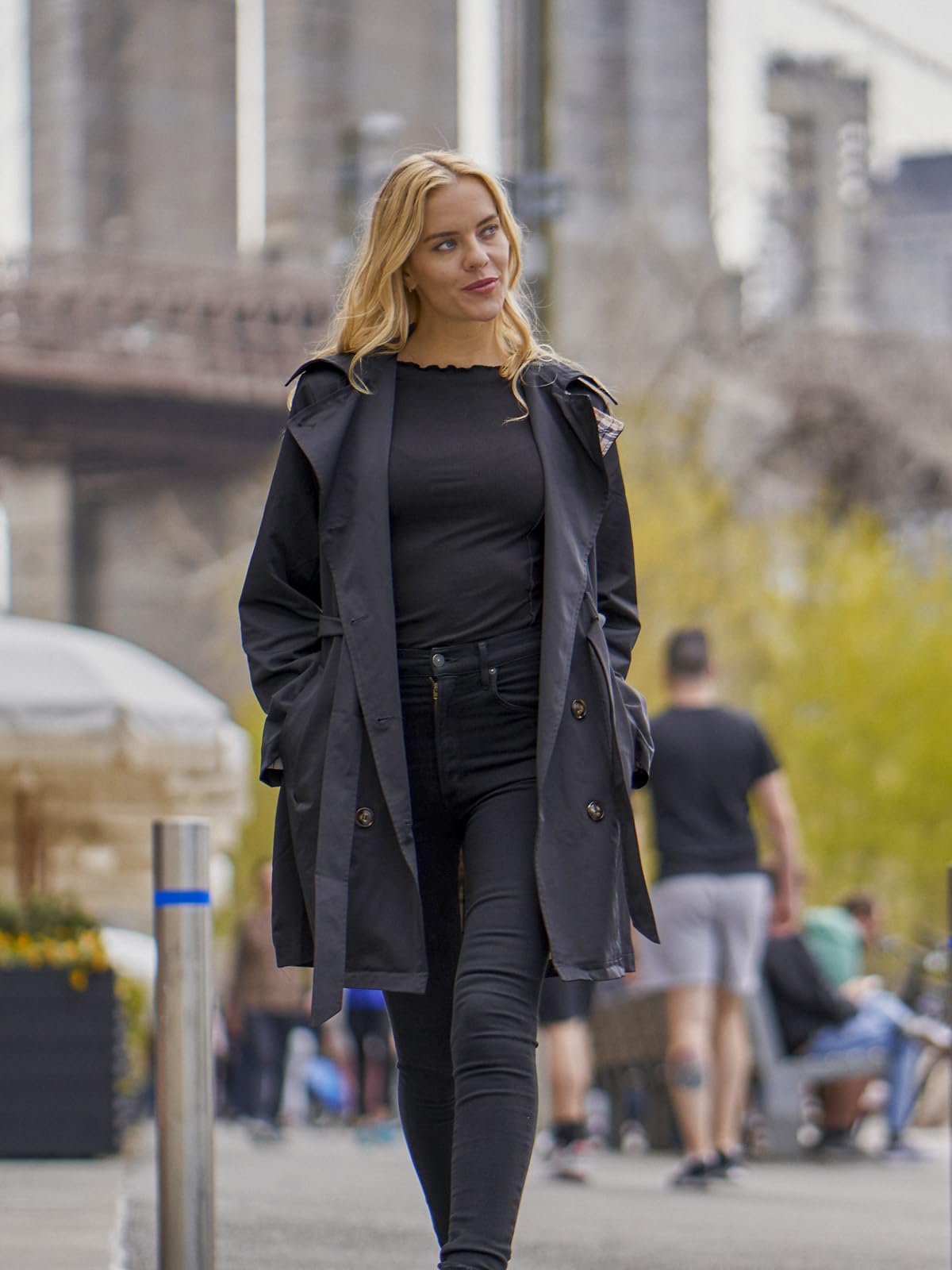 Foto 6 | Gabardina Saphirose Impermeable Para Mujer, Talla Xl, Color Negro - Venta Internacional.
