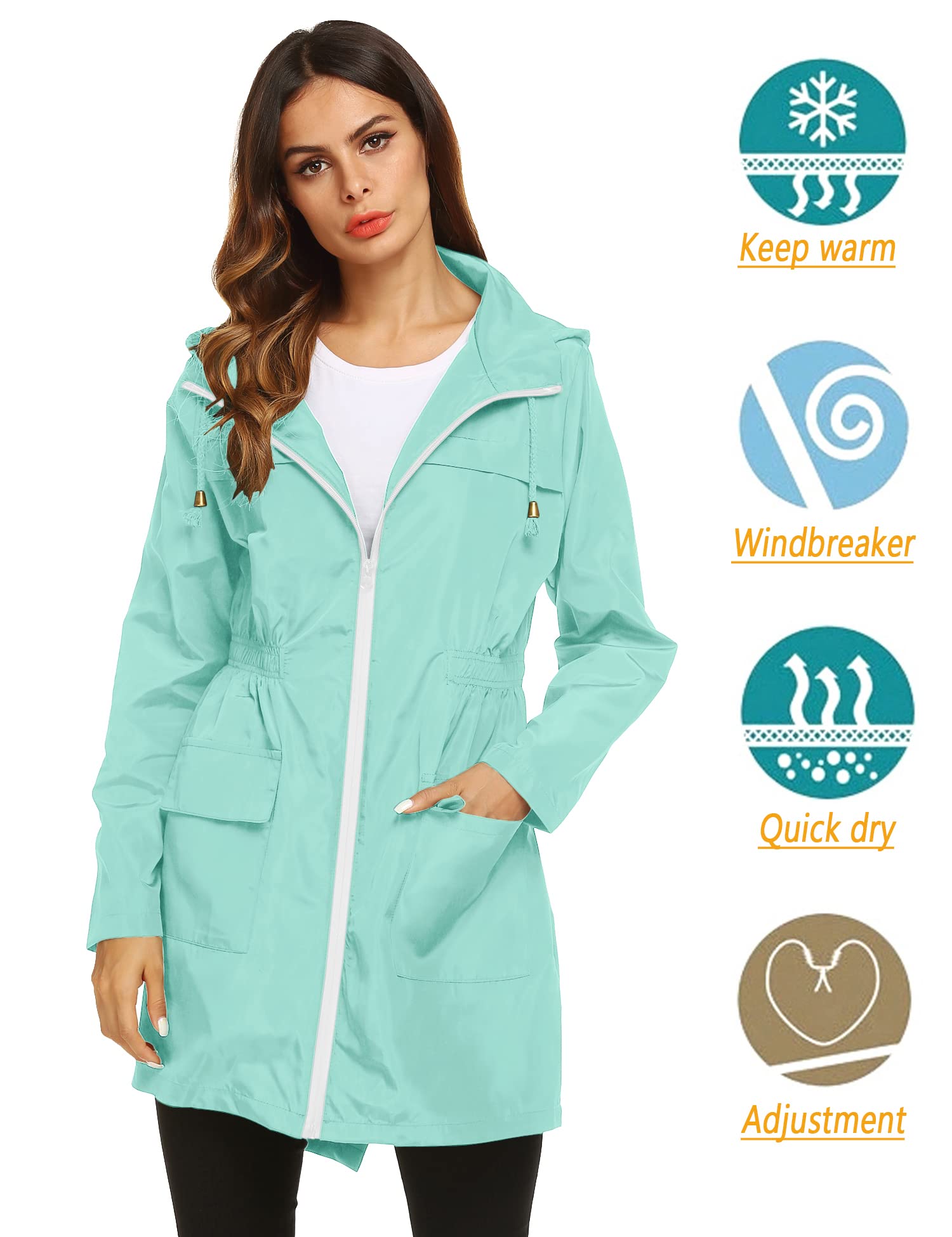Foto 3 pulgar | Chubasquero Lomon Ligero E Impermeable Para Mujer, Color Verde Claro - Venta Internacional.