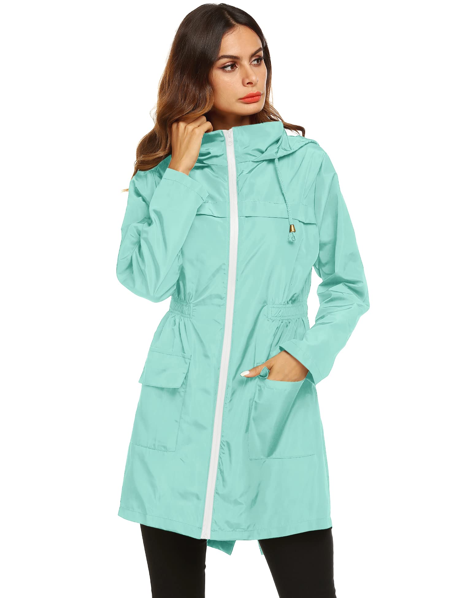 Foto 4 pulgar | Chubasquero Lomon Ligero E Impermeable Para Mujer, Color Verde Claro - Venta Internacional.