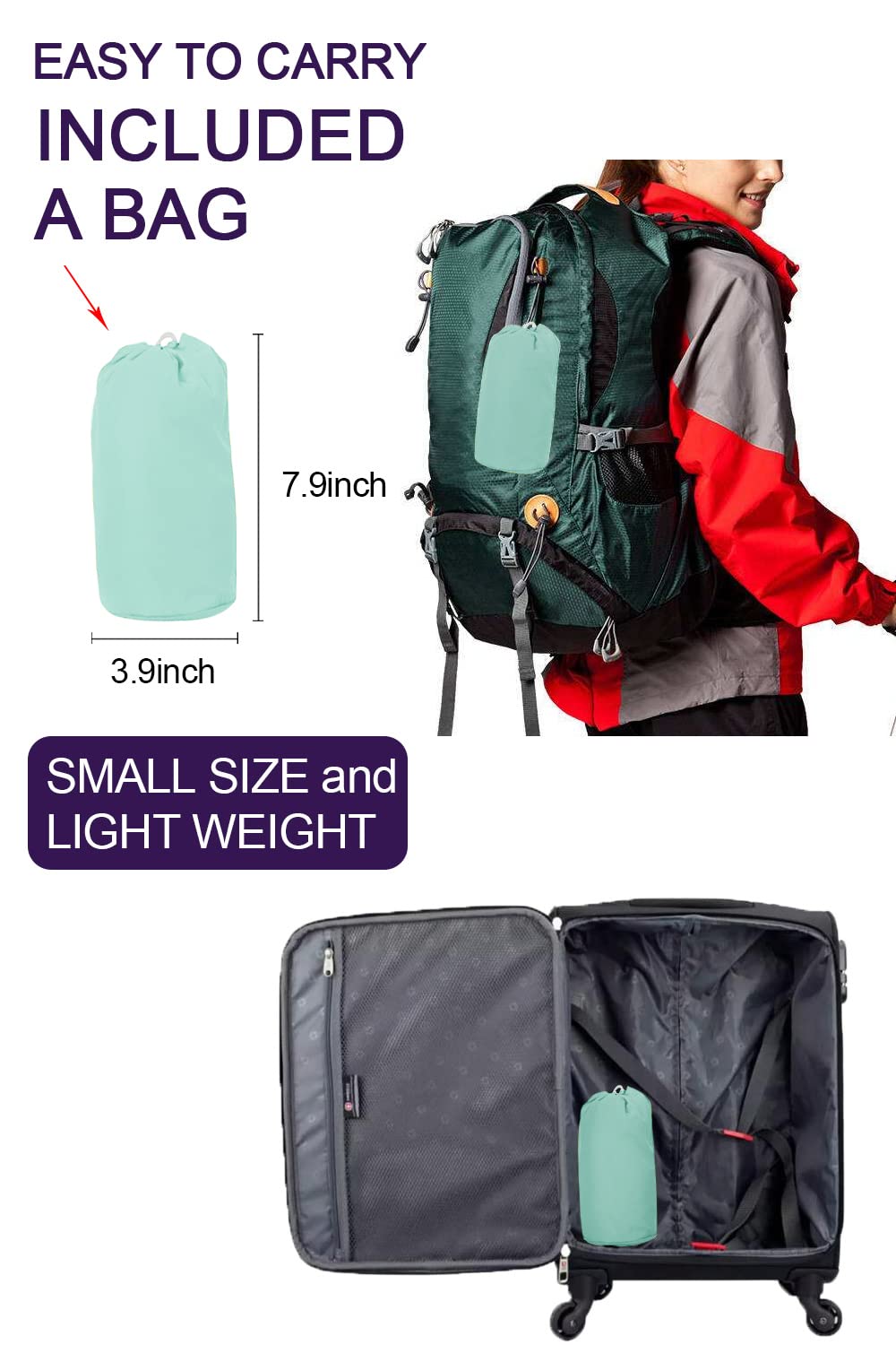 Foto 5 pulgar | Chubasquero Lomon Ligero E Impermeable Para Mujer, Color Verde Claro - Venta Internacional.