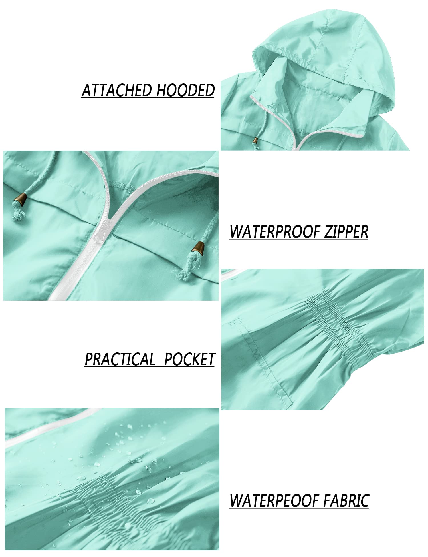Foto 7 pulgar | Chubasquero Lomon Ligero E Impermeable Para Mujer, Color Verde Claro - Venta Internacional.
