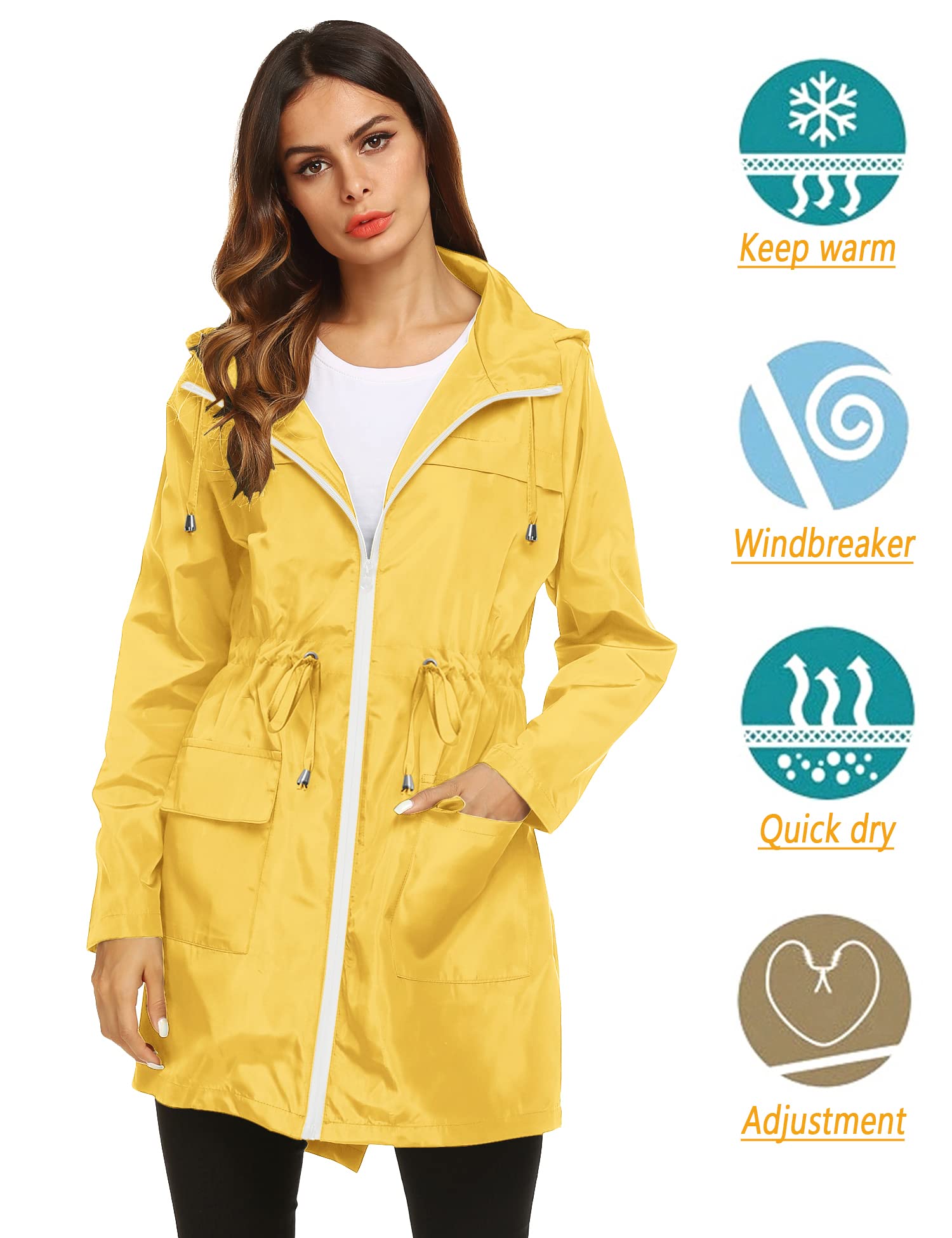 Foto 3 pulgar | Chubasquero Lomon Ligero E Impermeable Para Mujer Amarillo M - Venta Internacional.